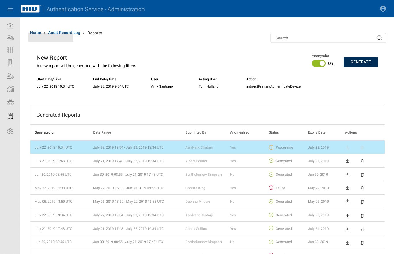 A report in progress shows Processing in the list. The page stays usable.